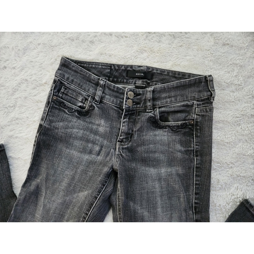 Noir Distressed Black Denim Jeans Womens Size 2 Inseam 31"
